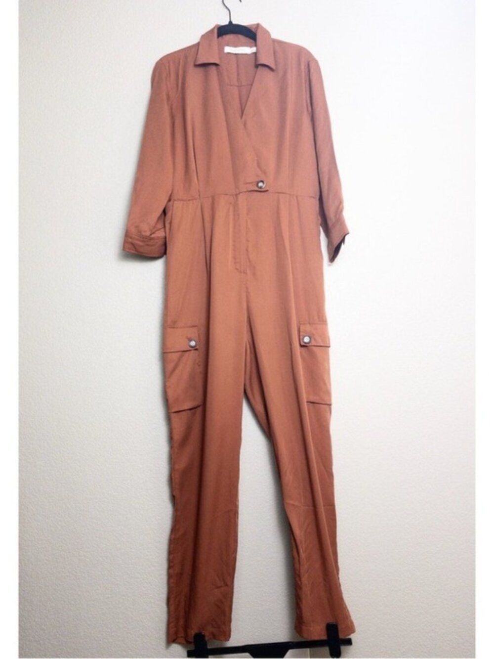 NEW Bishop + Young Utility Jumpsuit S Ruse Cargo Pocket Vneck Long Sleeve
